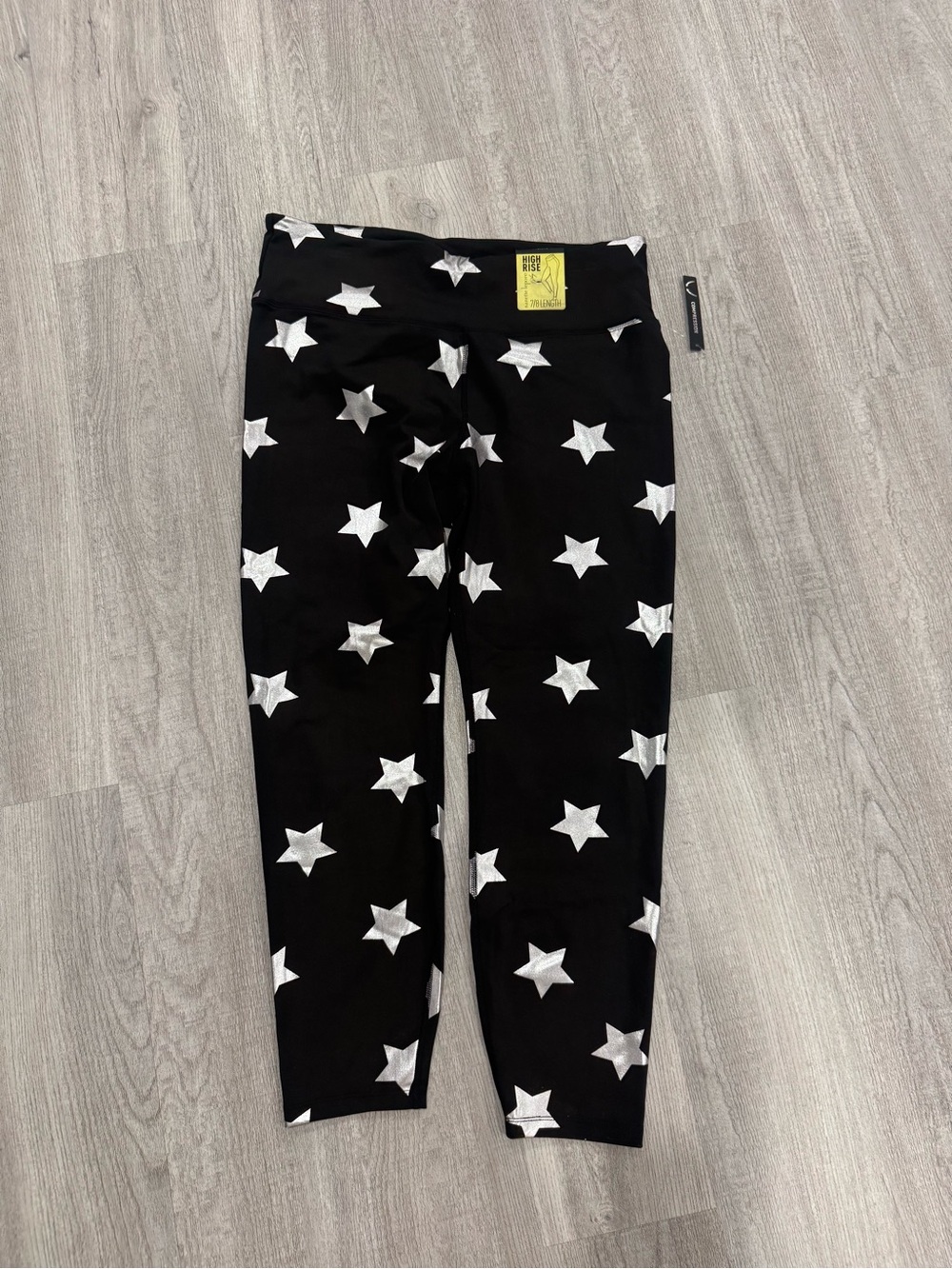 Nanette Lenore Black Star Print 7/8 Leggings, size XL NWT!